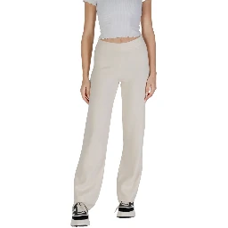 Cream Viscose Casual Pants