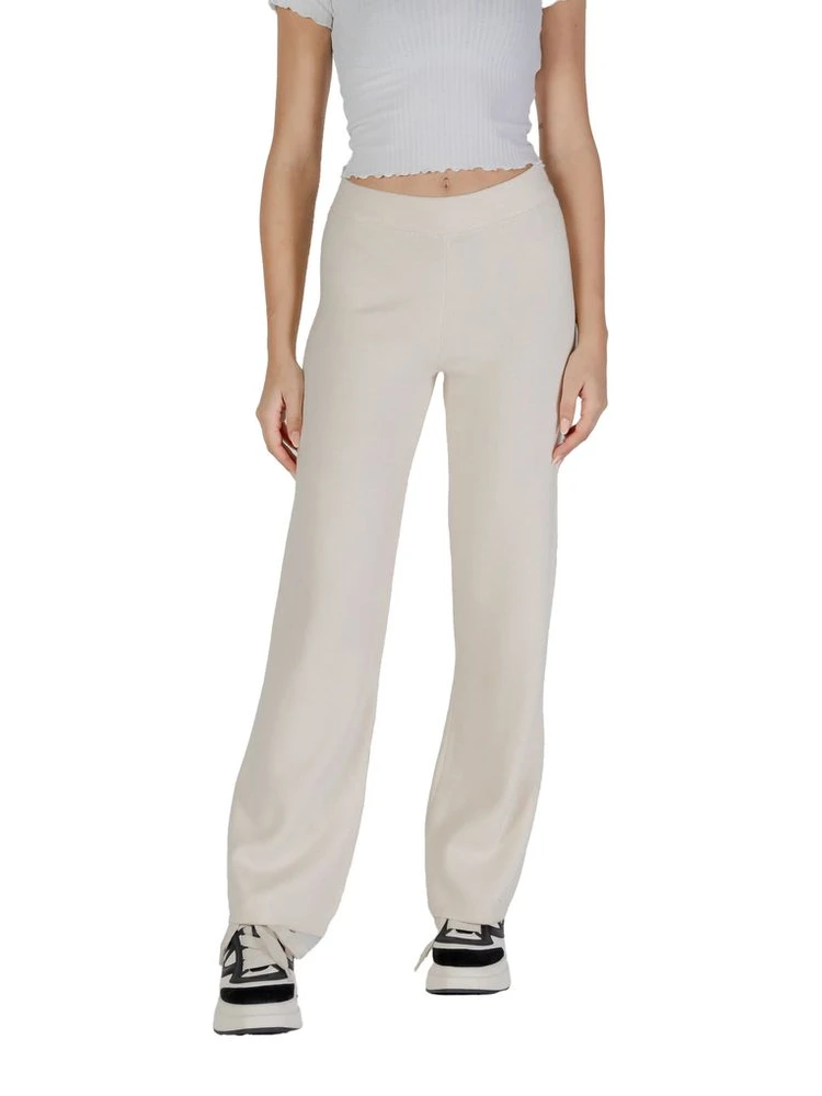 Cream Viscose Casual Pants