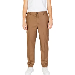 Beige Polyester Casual Pants