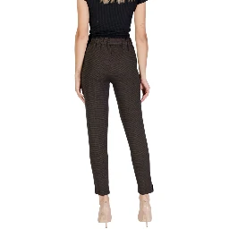Brown Polyester Casual Pants