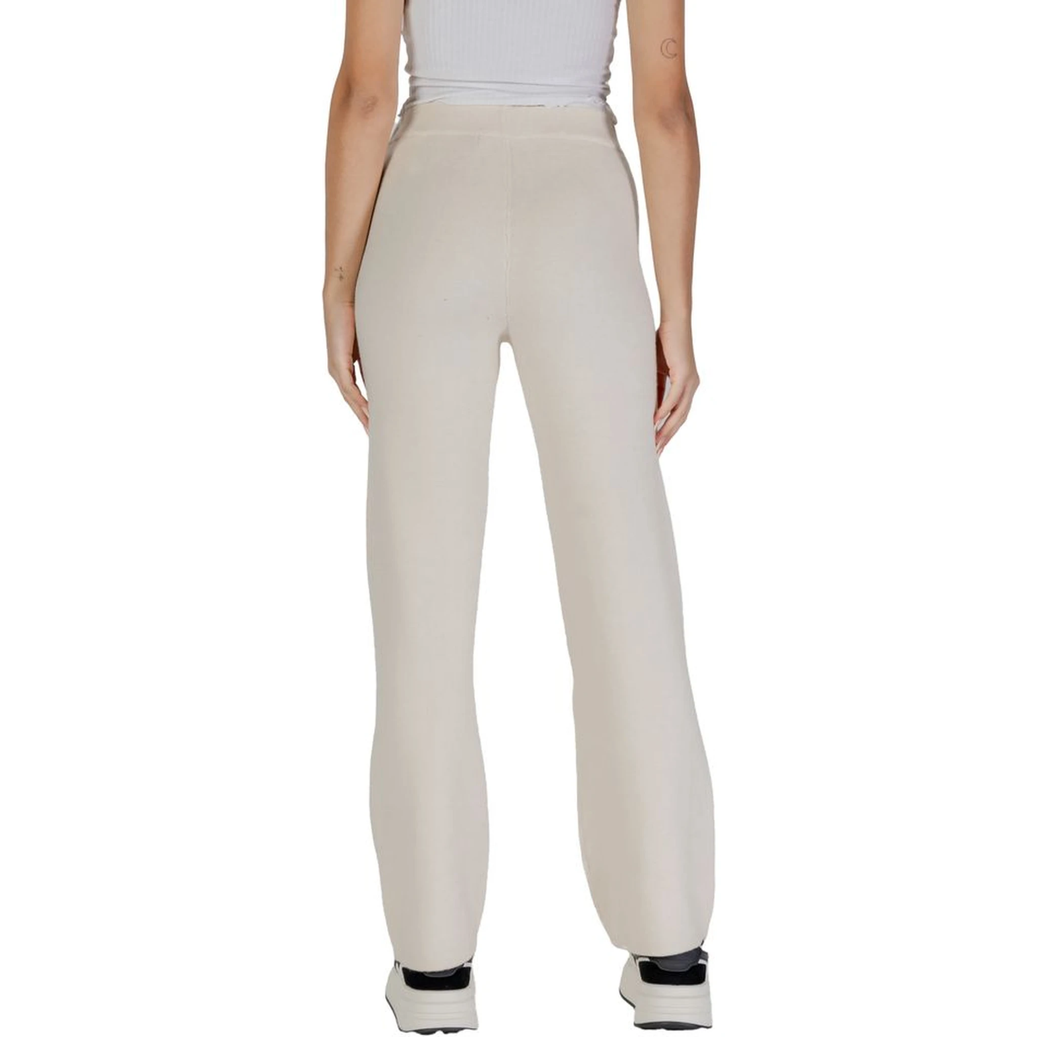 Cream Viscose Casual Pants