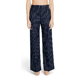 Blue Polyester Dress Pants