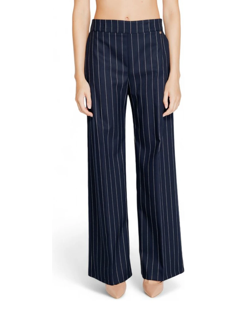 Blue Polyester Dress Pants