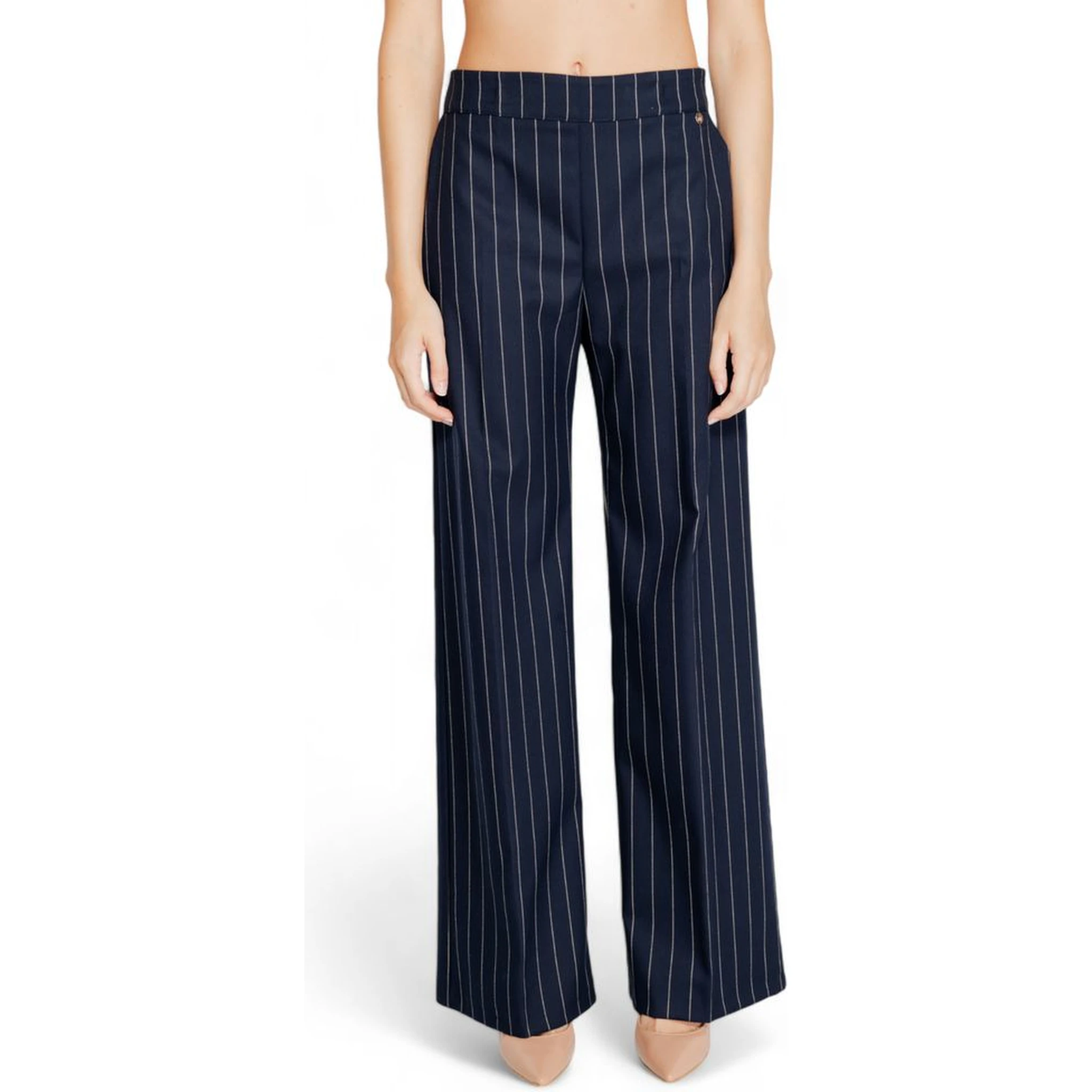 Blue Polyester Dress Pants