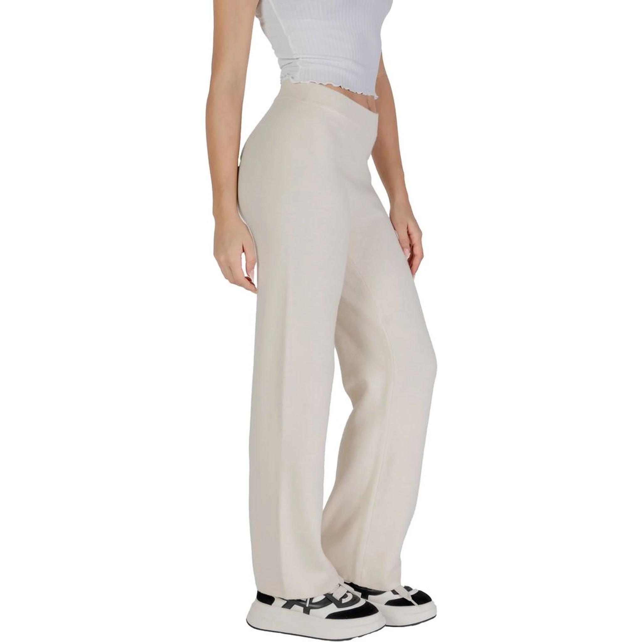 Cream Viscose Casual Pants