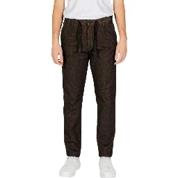 Brown Cotton Casual Pants