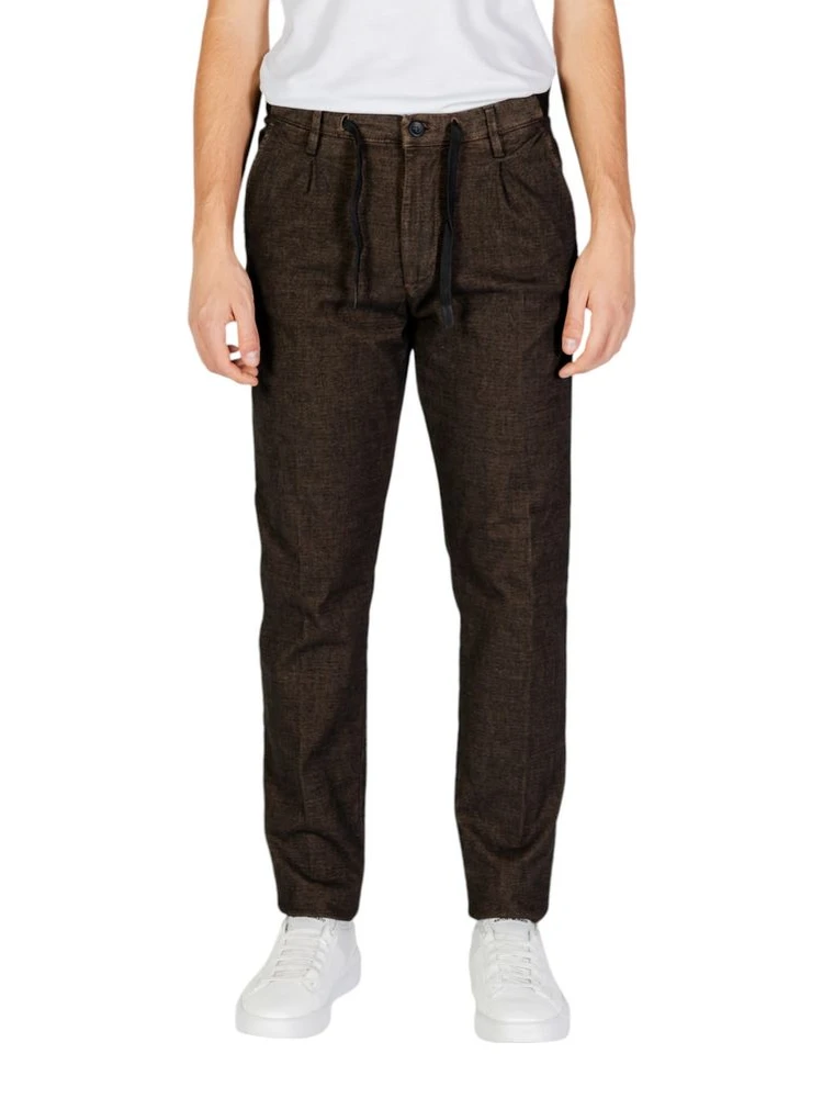Brown Cotton Casual Pants
