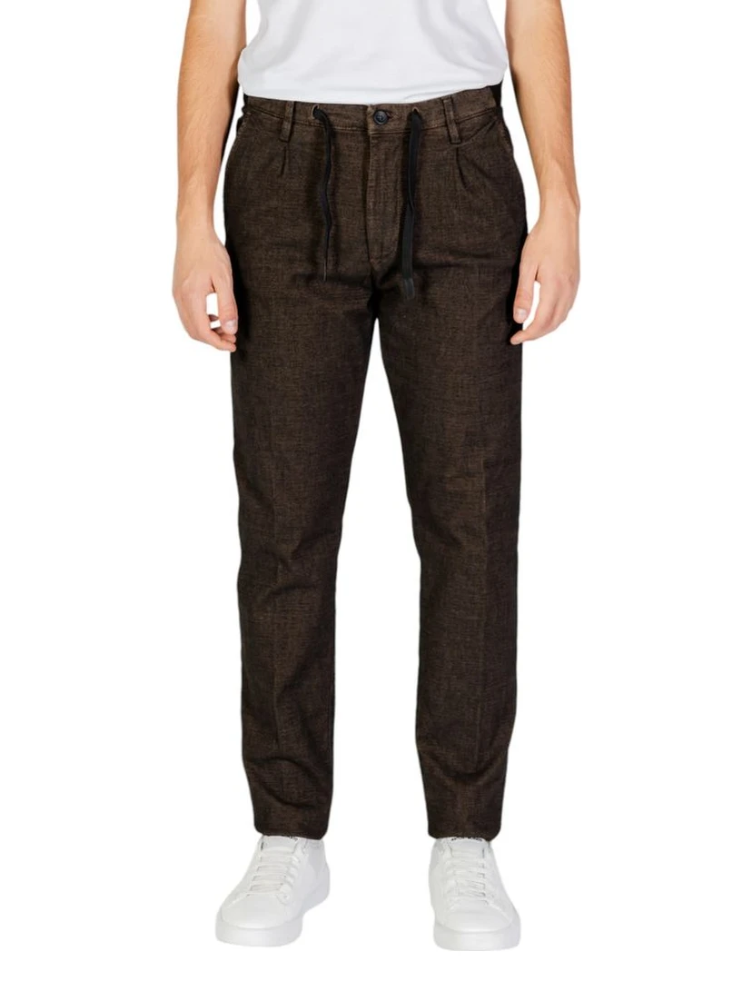 Brown Cotton Casual Pants