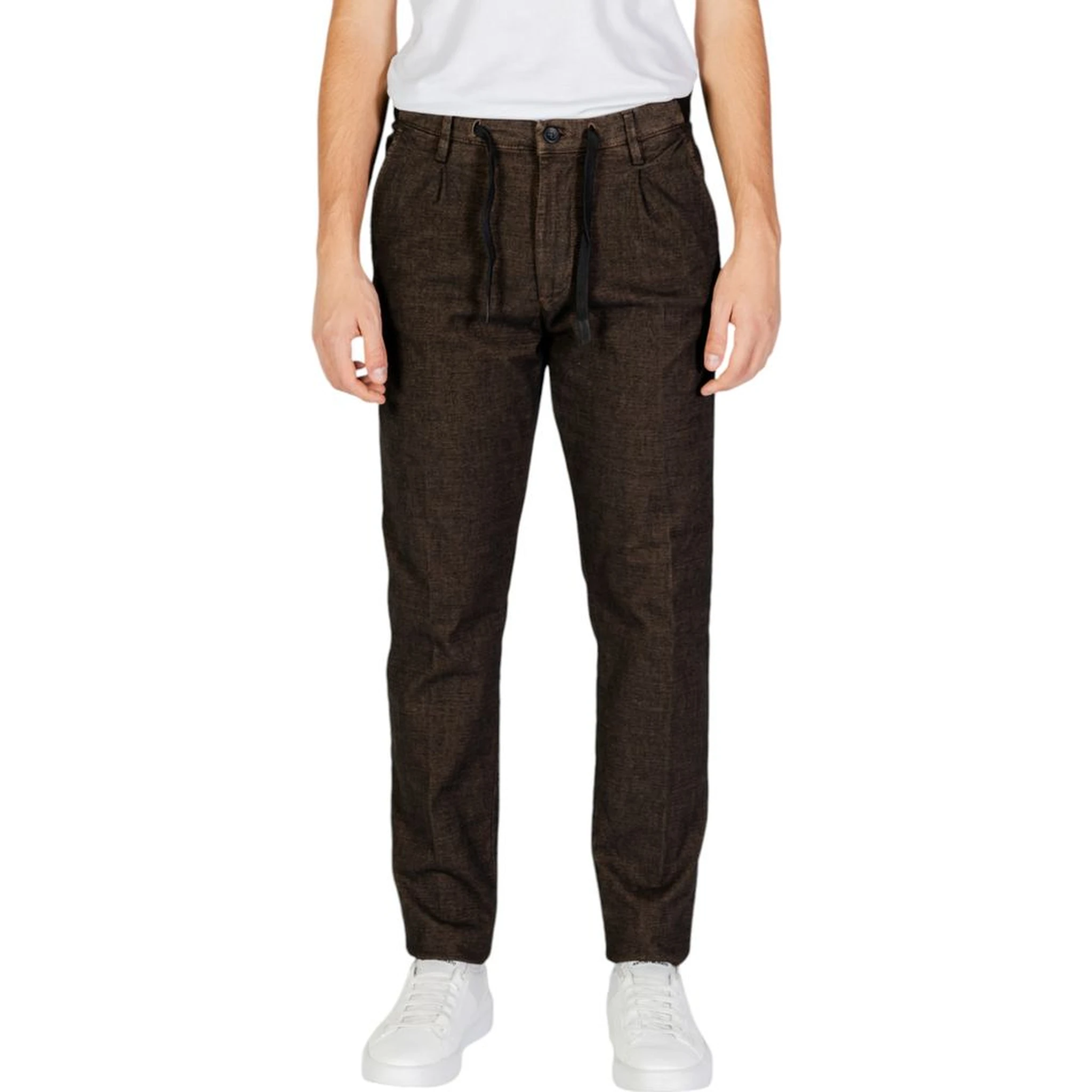Brown Cotton Casual Pants