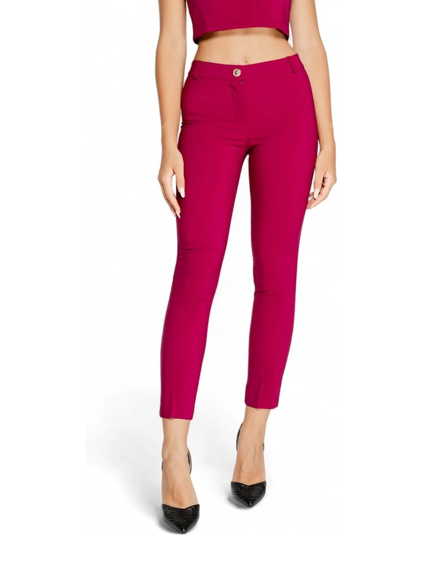 Bordeaux Polyester Casual Pants