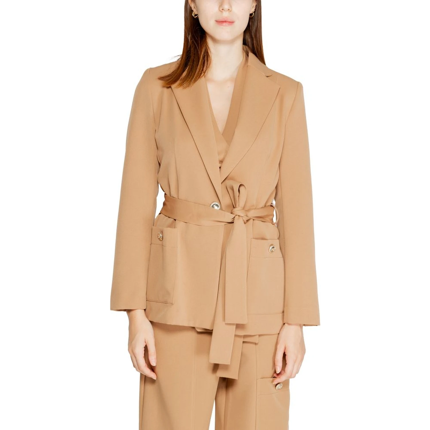 Beige Polyester Blazer
