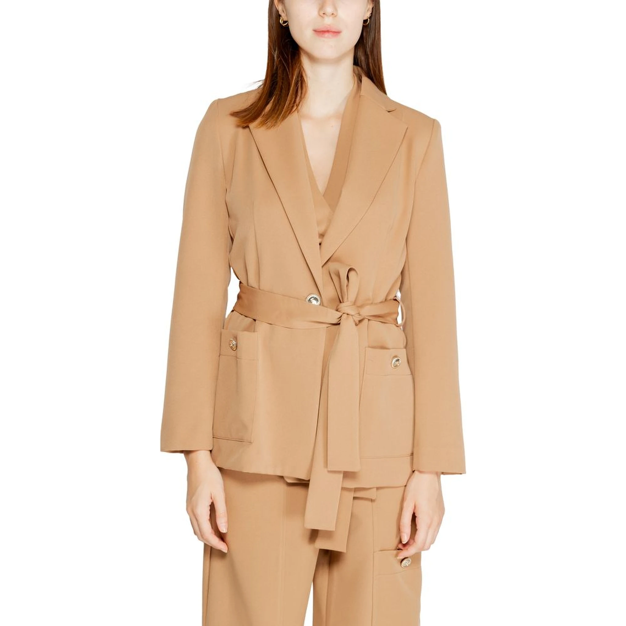 Beige Polyester Blazer