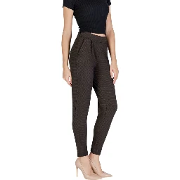 Brown Polyester Casual Pants
