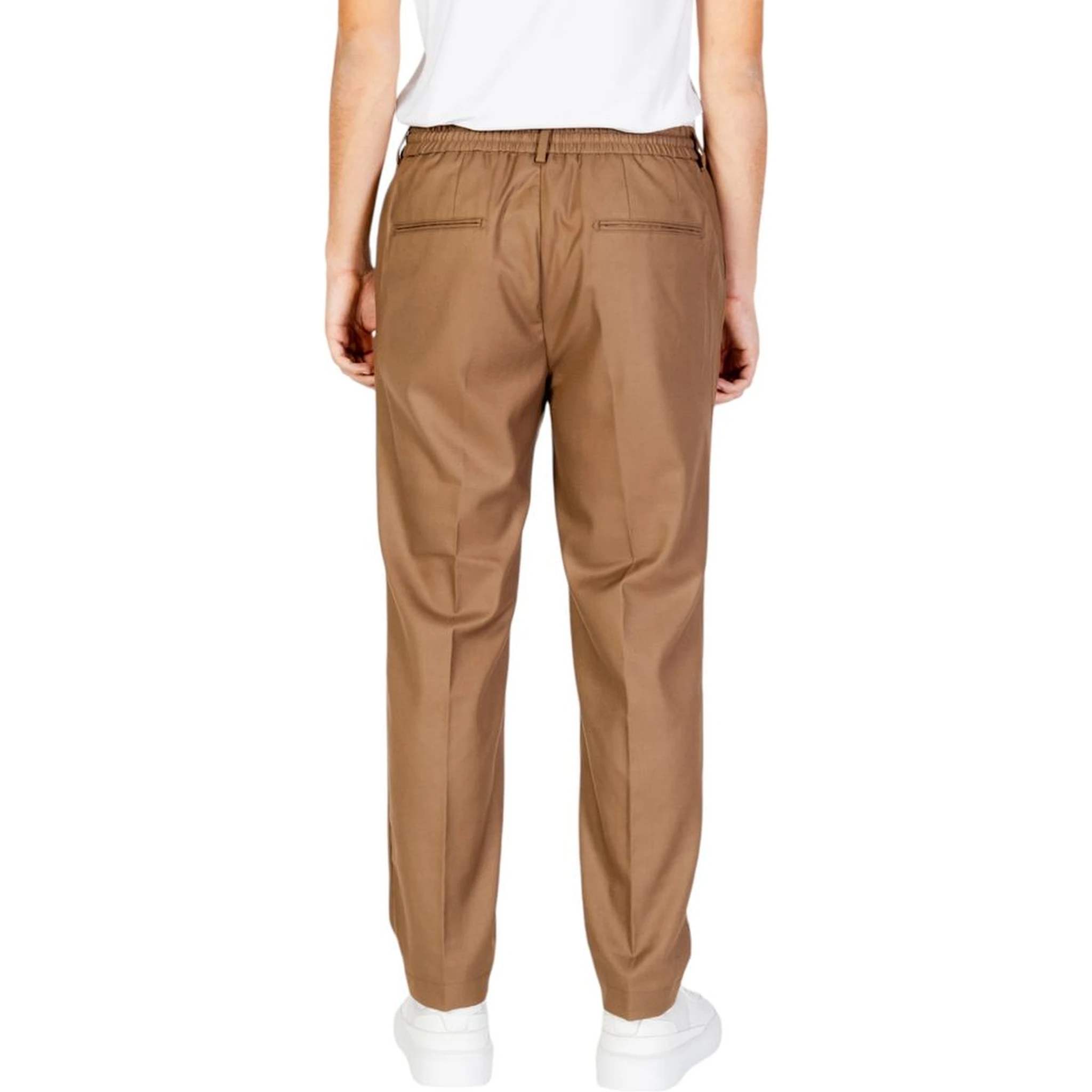 Beige Polyester Casual Pants