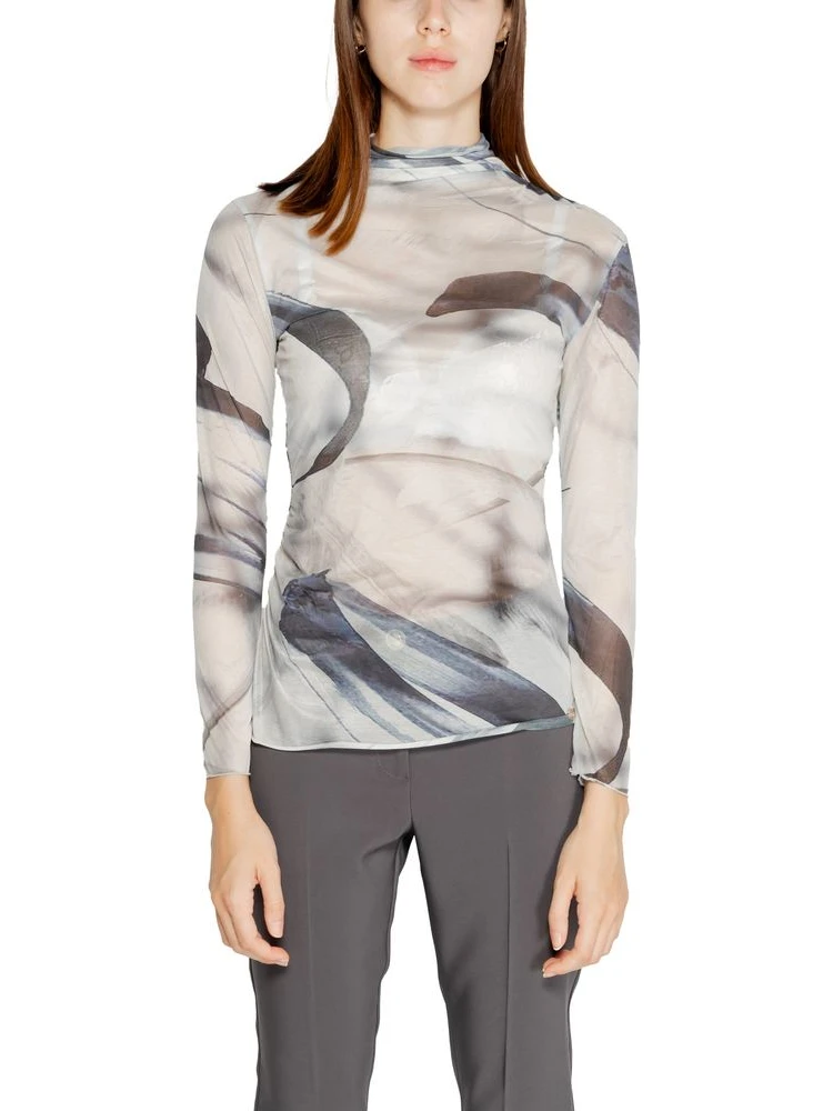 Gray Polyester Long Sleeve T-Shirt