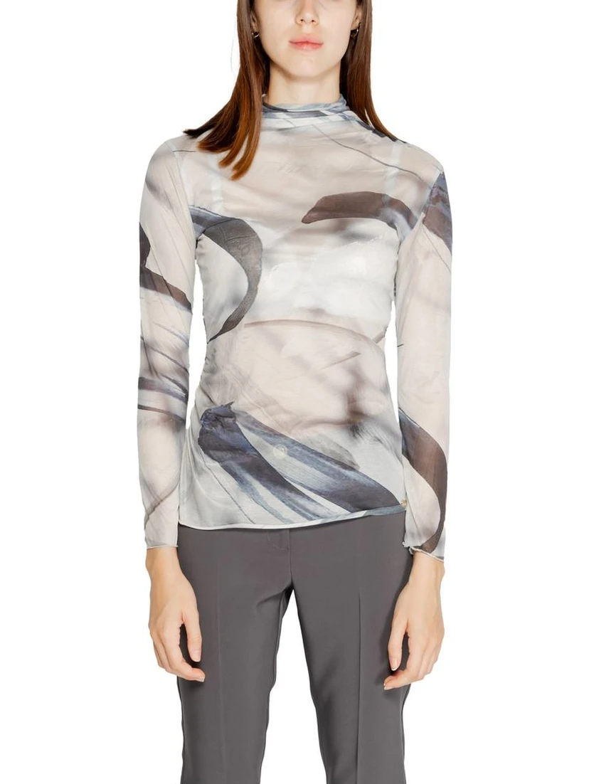 Gray Polyester Long Sleeve T-Shirt