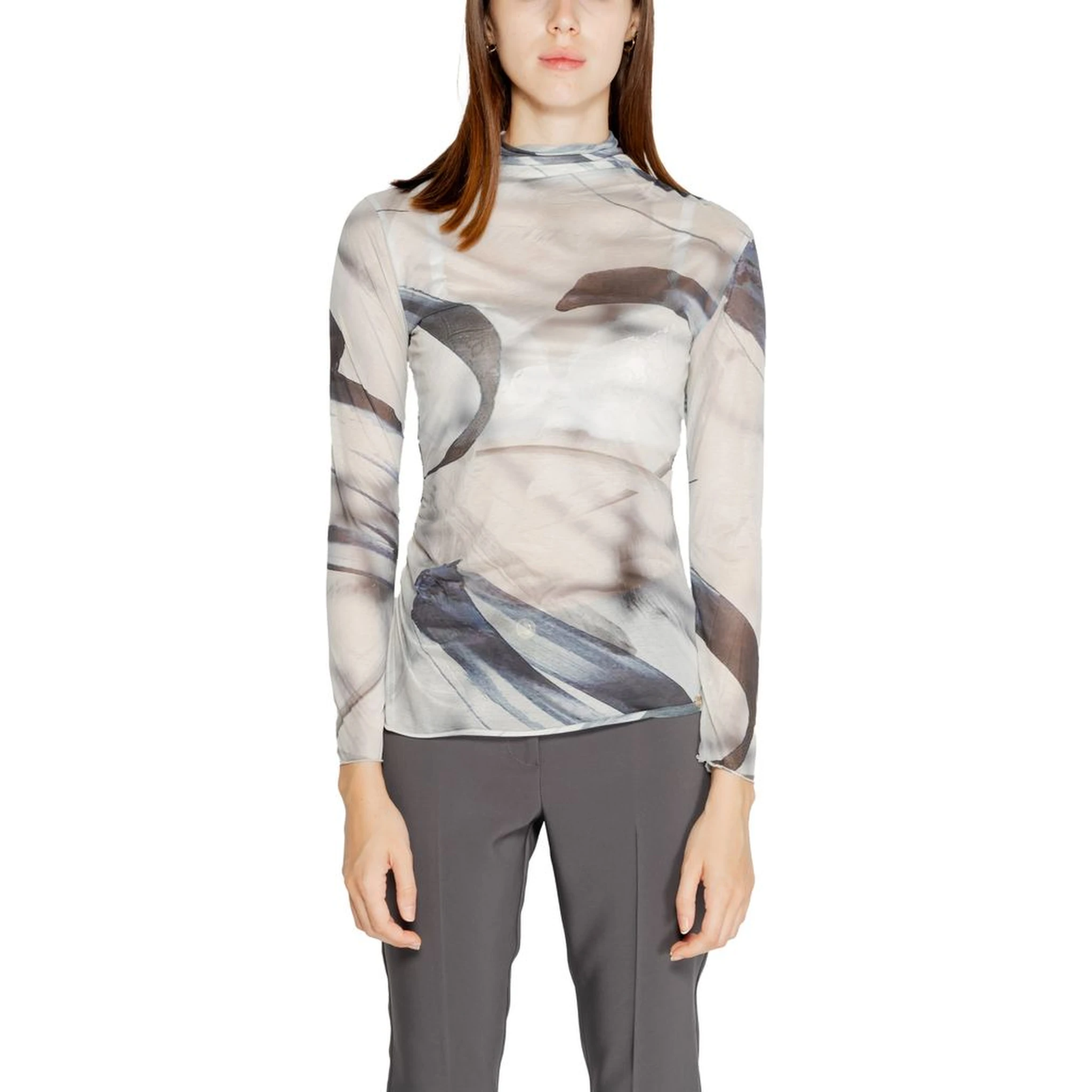 Gray Polyester Long Sleeve T-Shirt