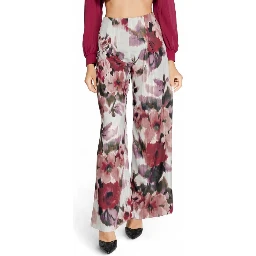 Bordeaux Polyester Casual Pants