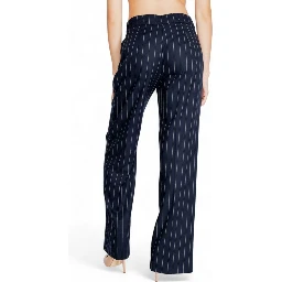 Blue Polyester Dress Pants