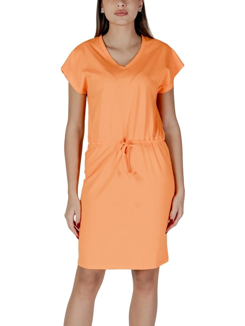 Orange Cotton Midi Dress