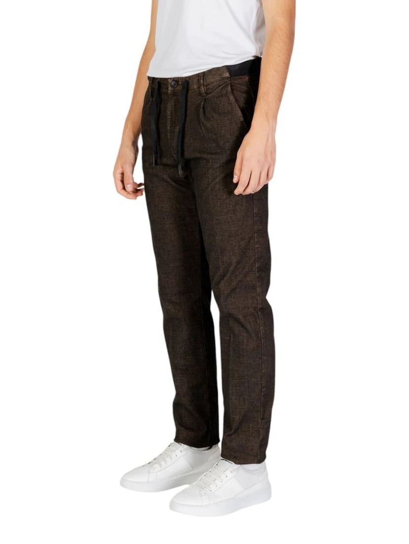 Brown Cotton Casual Pants