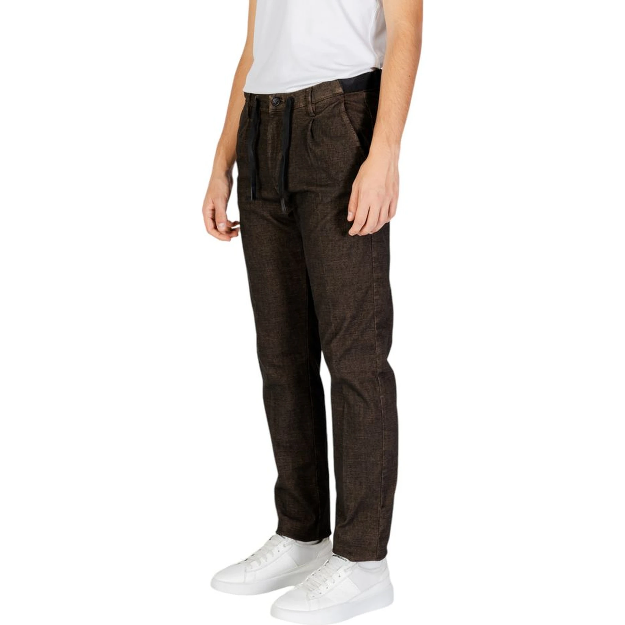 Brown Cotton Casual Pants