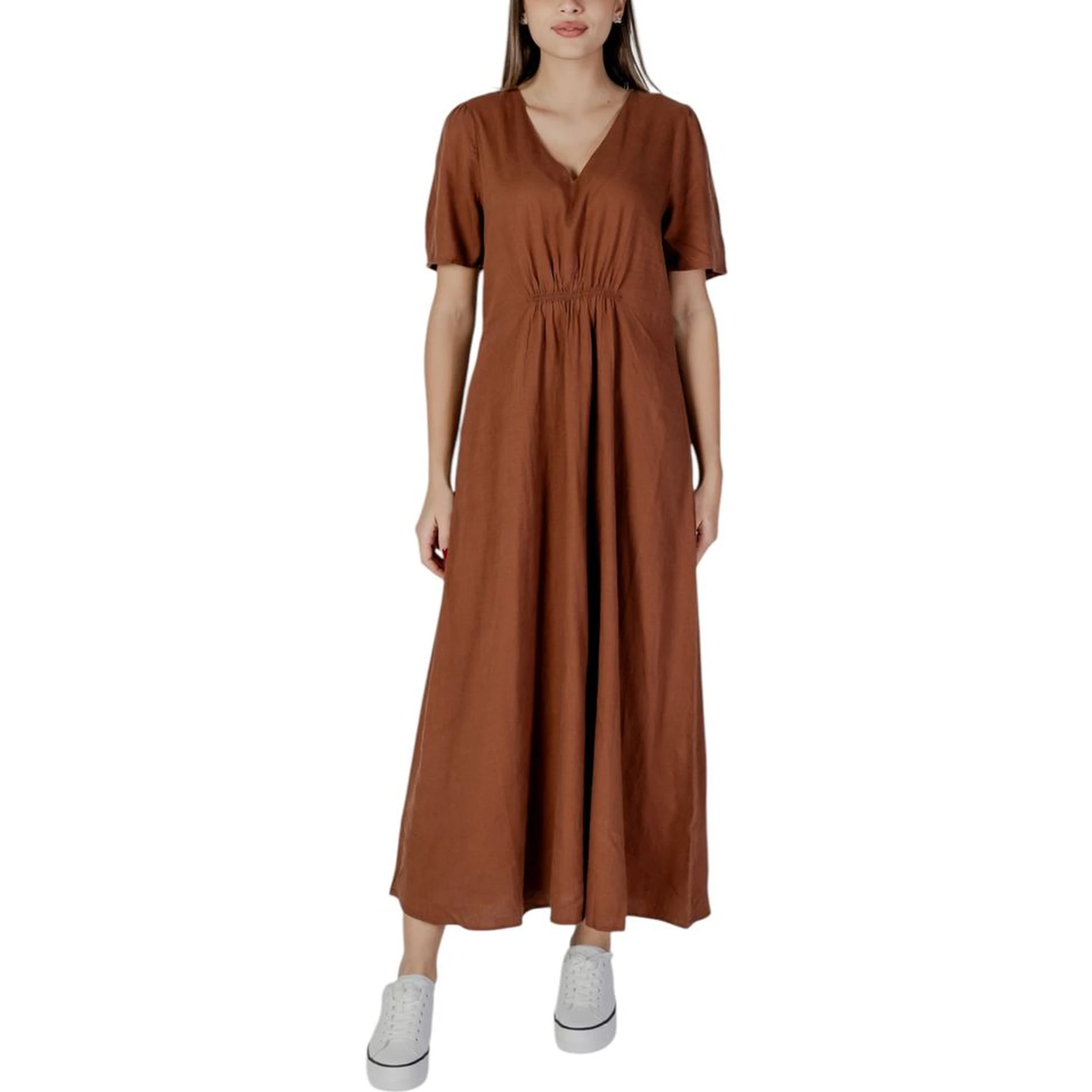 Brown Linen Long Dress