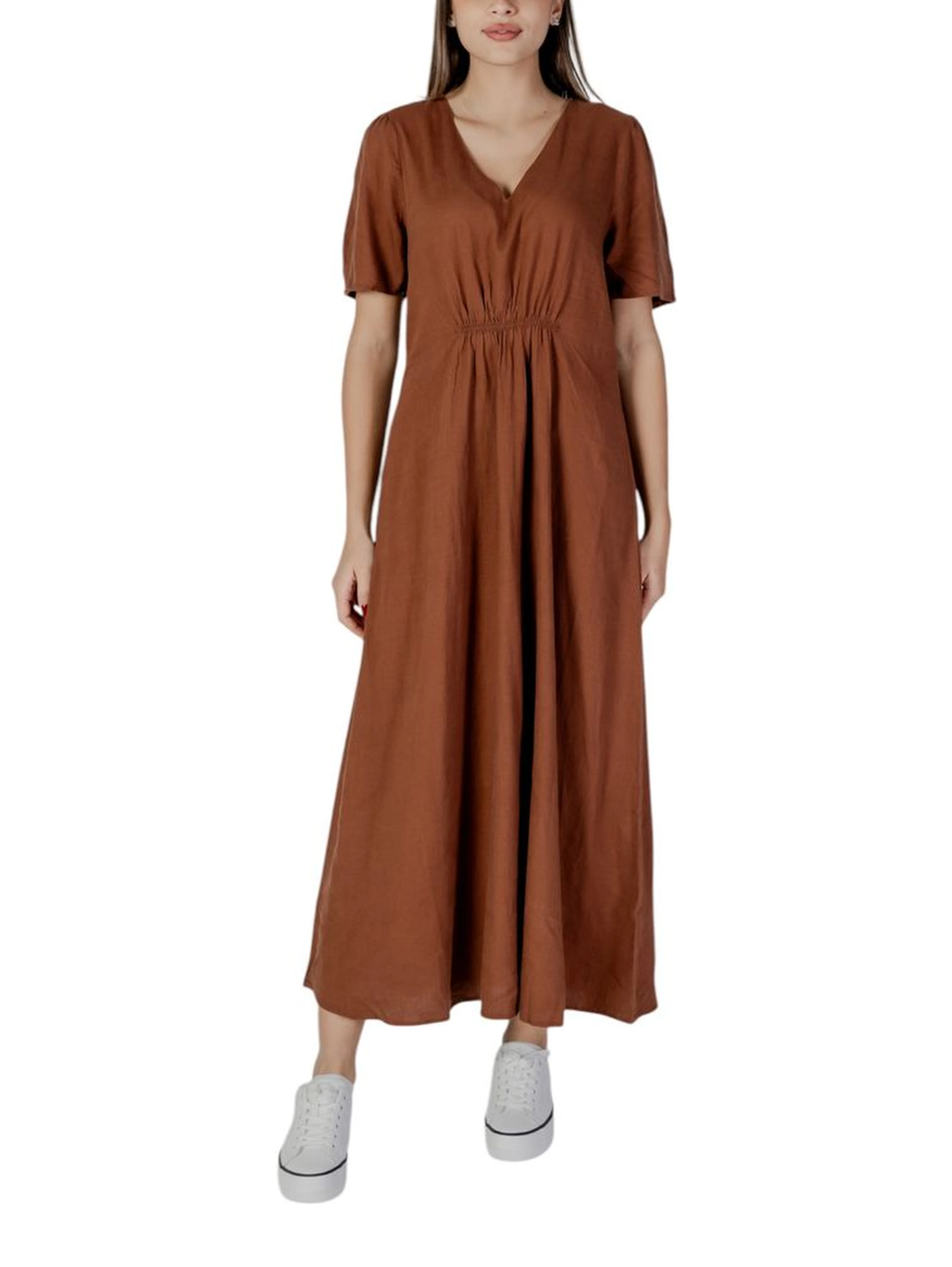 Brown Linen Long Dress