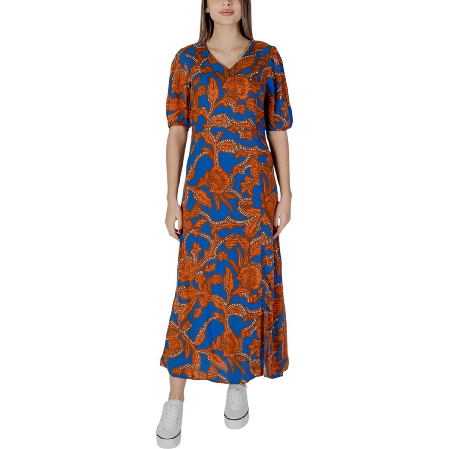 Blue Viscose Long Dress