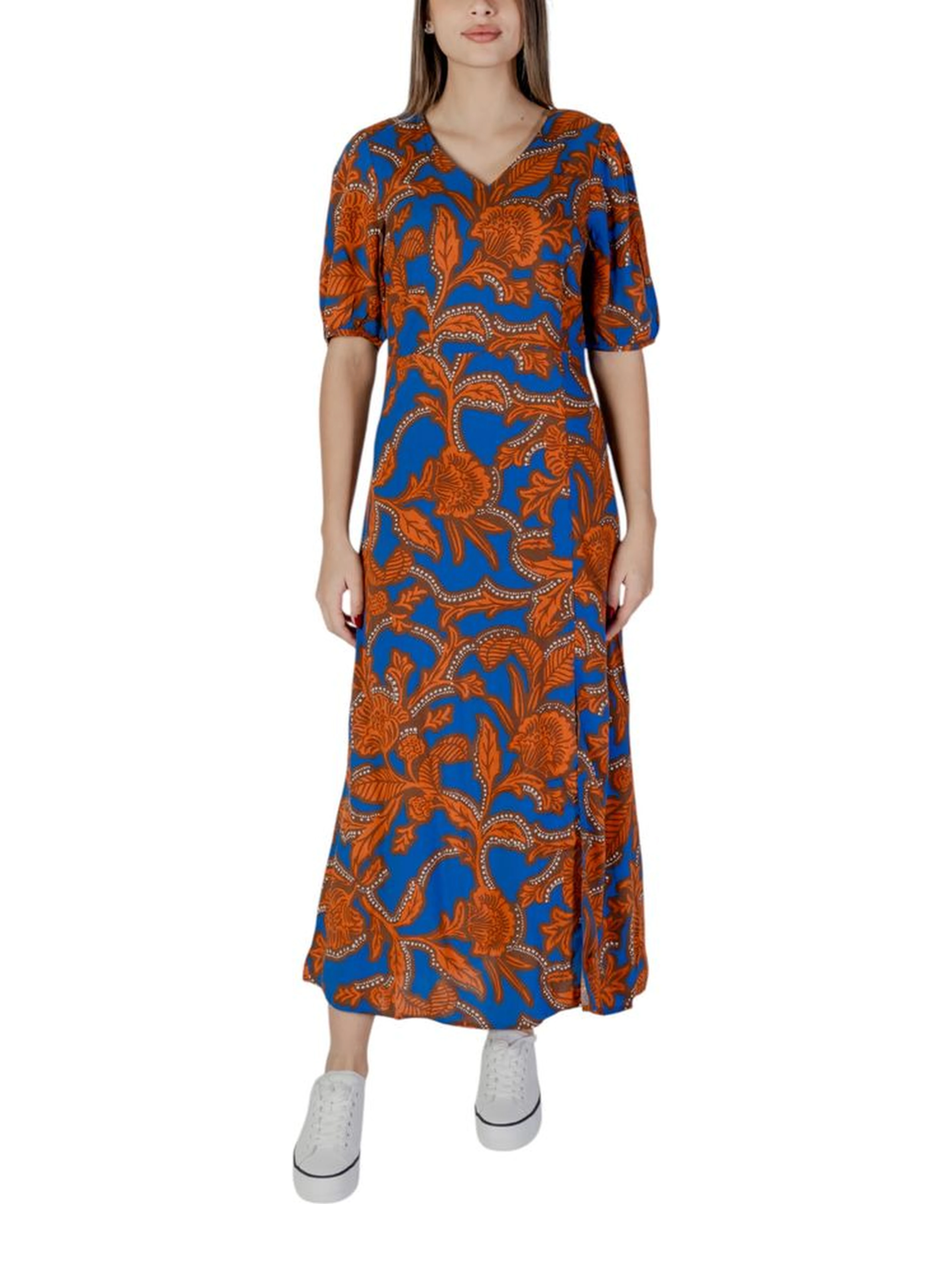 Blue Viscose Long Dress