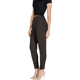 Brown Polyester Casual Pants