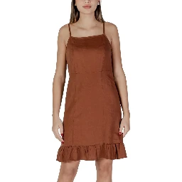 Brown Linen Midi Dress