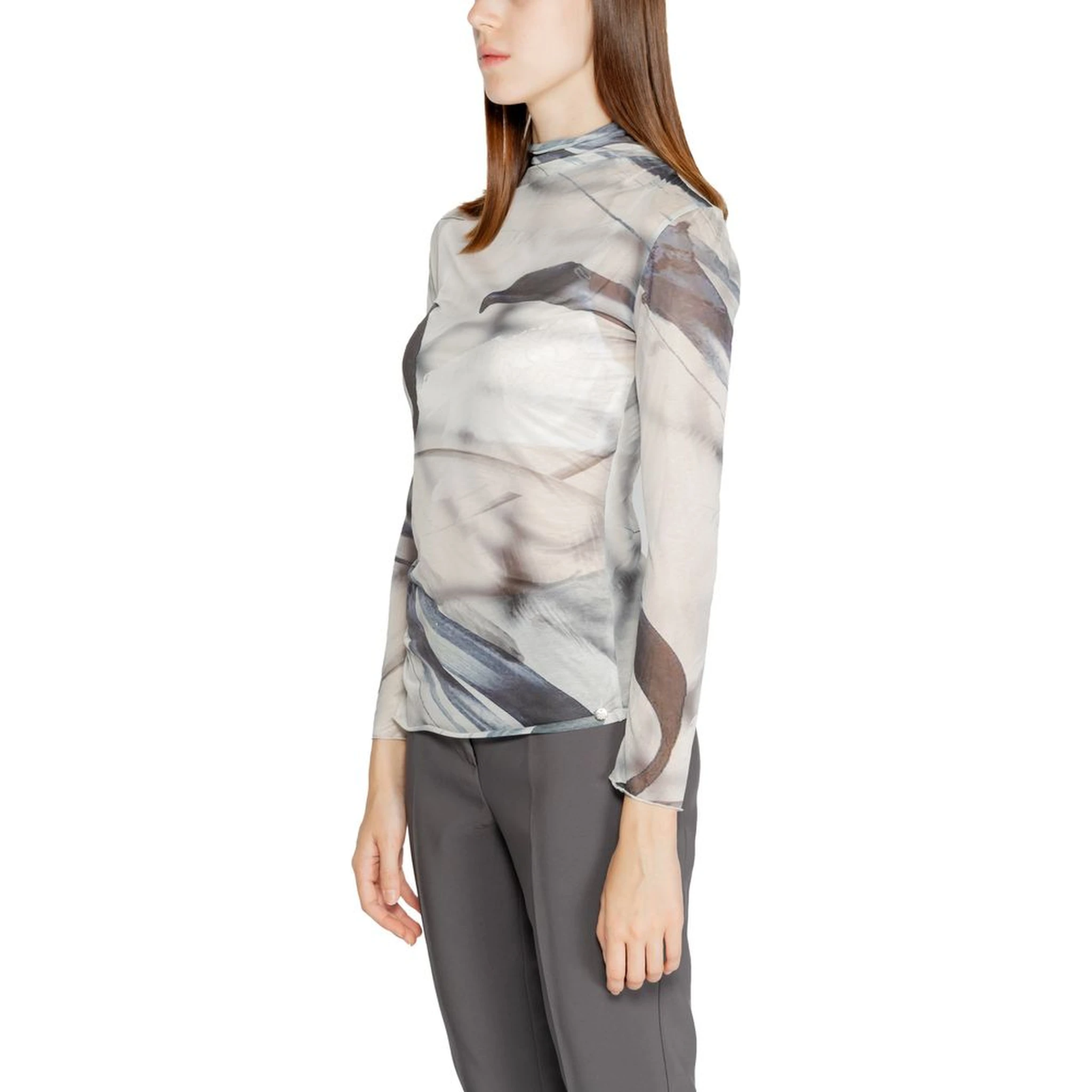 Gray Polyester Long Sleeve T-Shirt