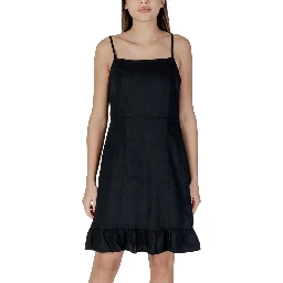 Black Linen Midi Dress