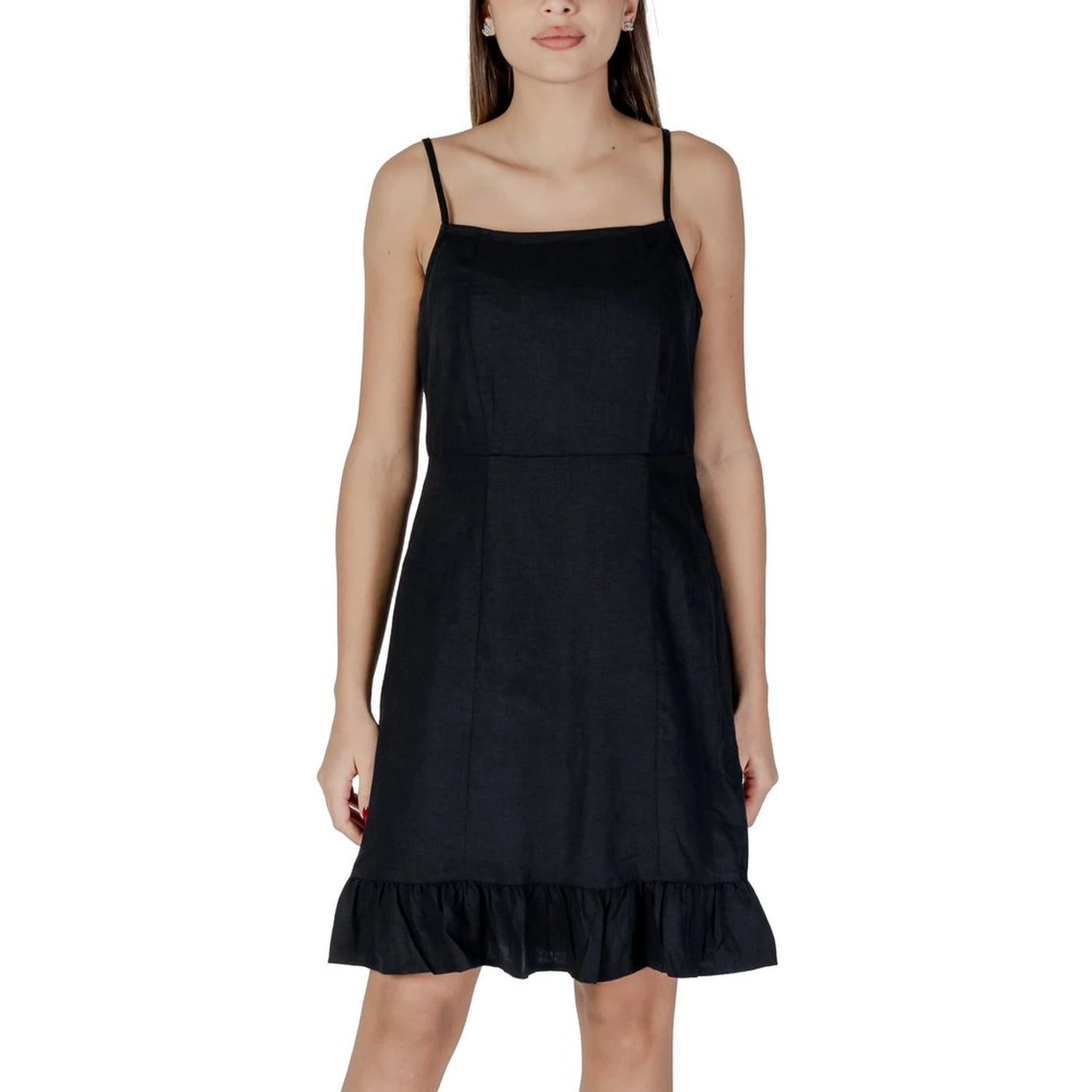 Black Linen Midi Dress