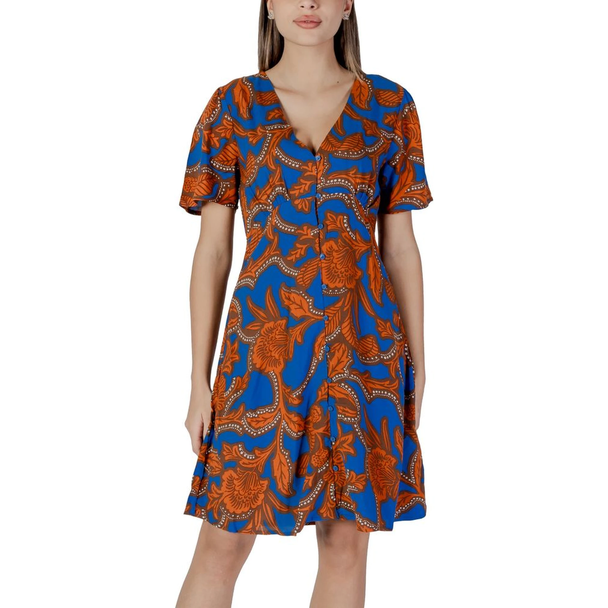 Blue Viscose Midi Dress