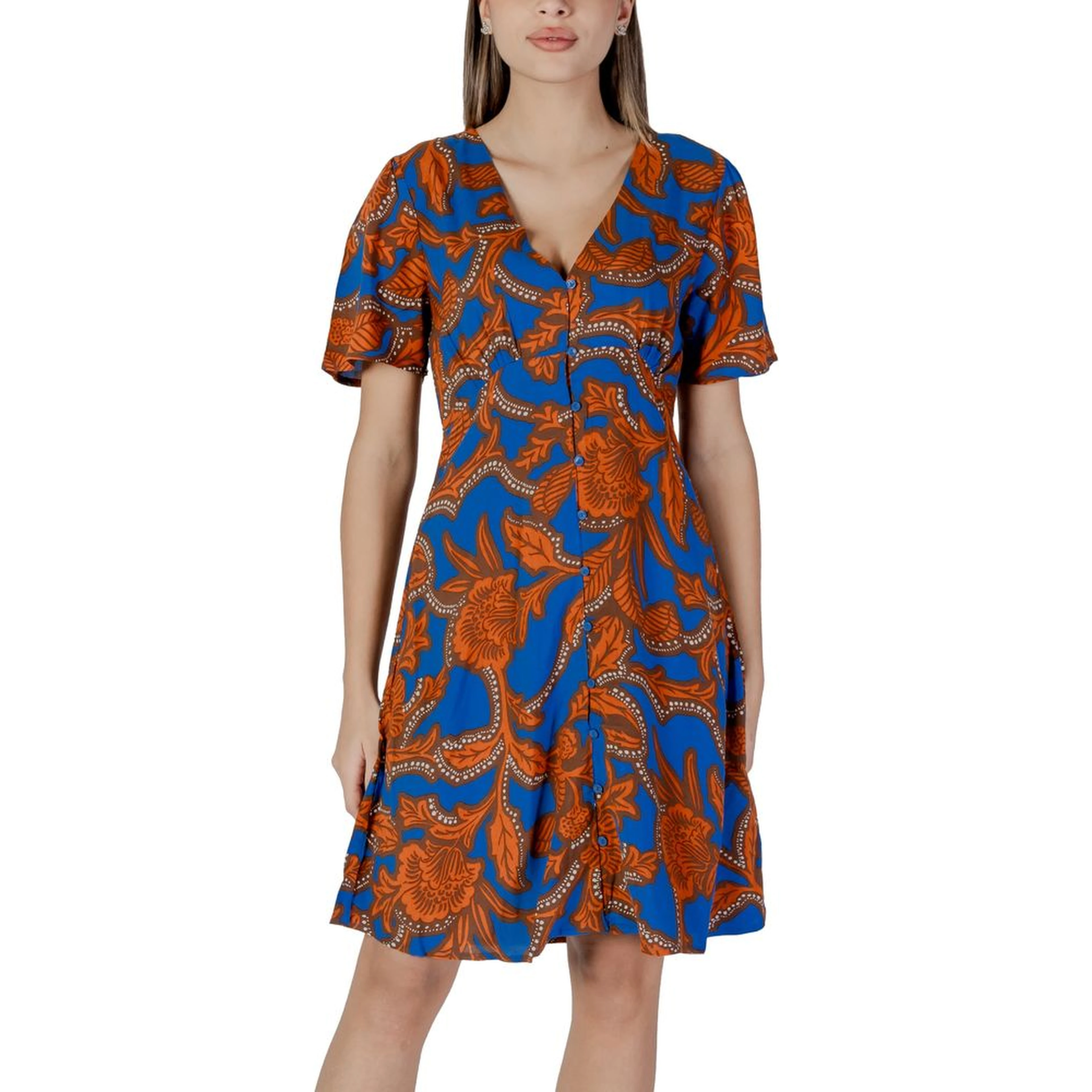 Blue Viscose Midi Dress