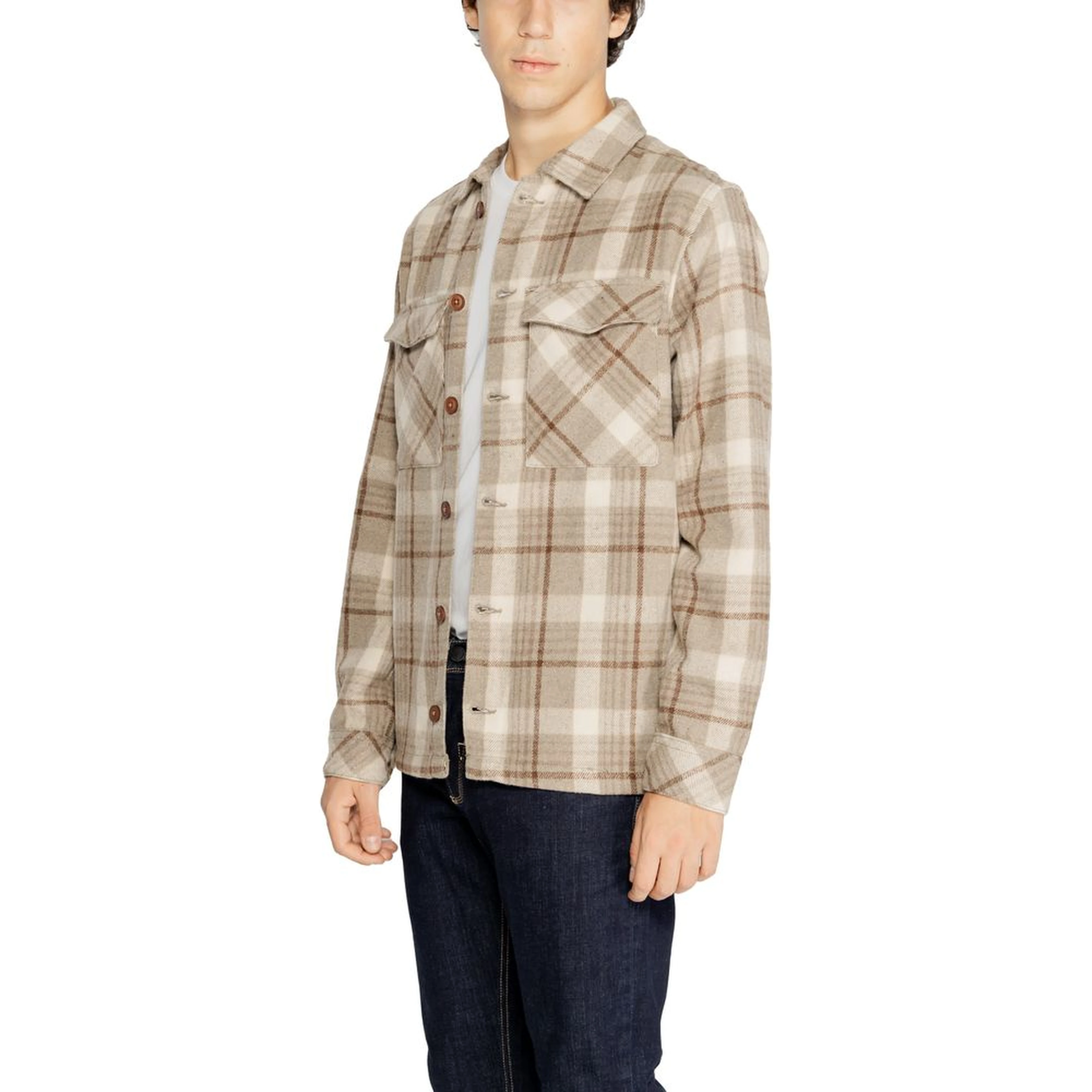 Beige Polyester Pattern Shirt