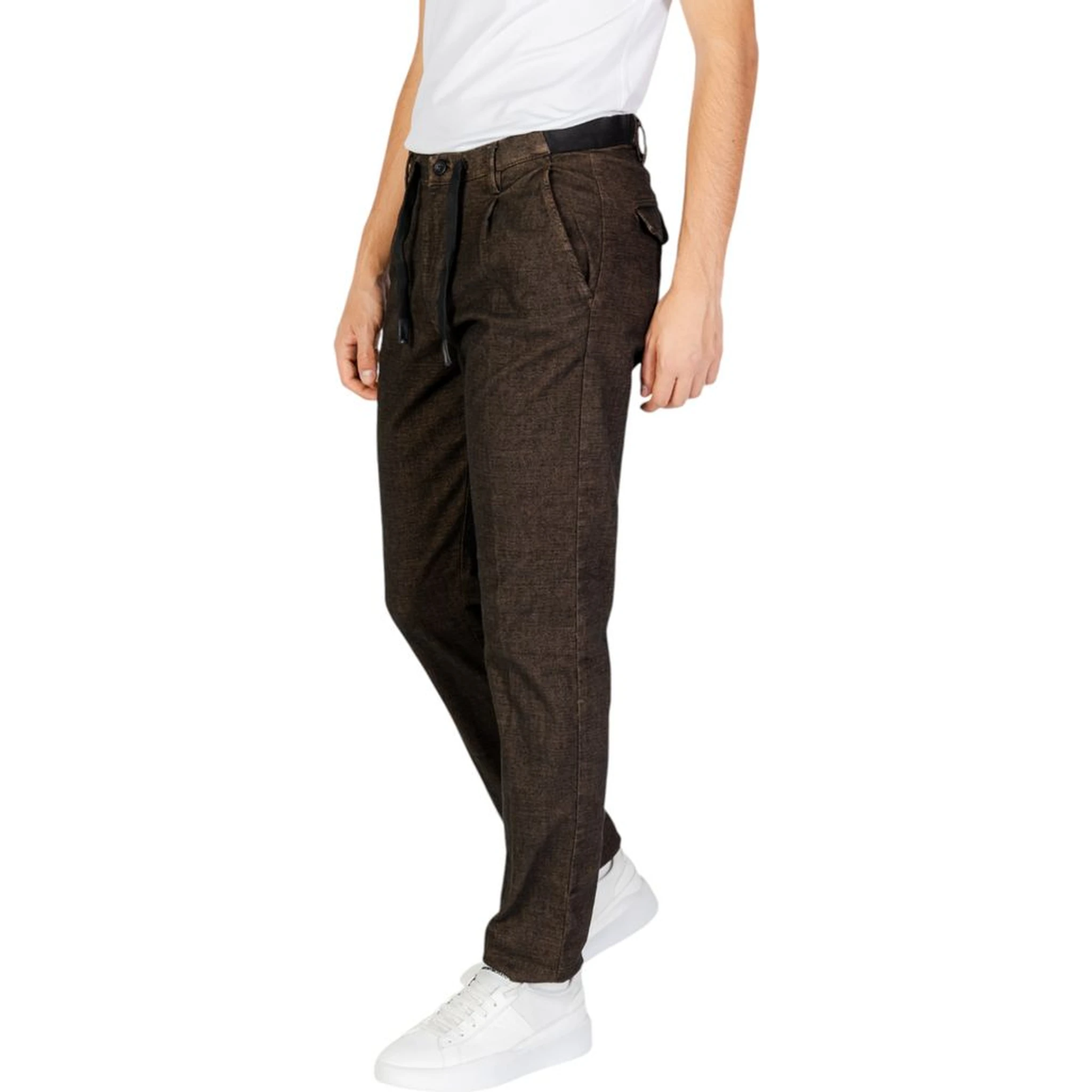 Brown Cotton Casual Pants