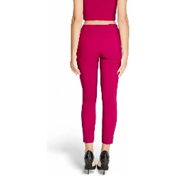 Bordeaux Polyester Casual Pants