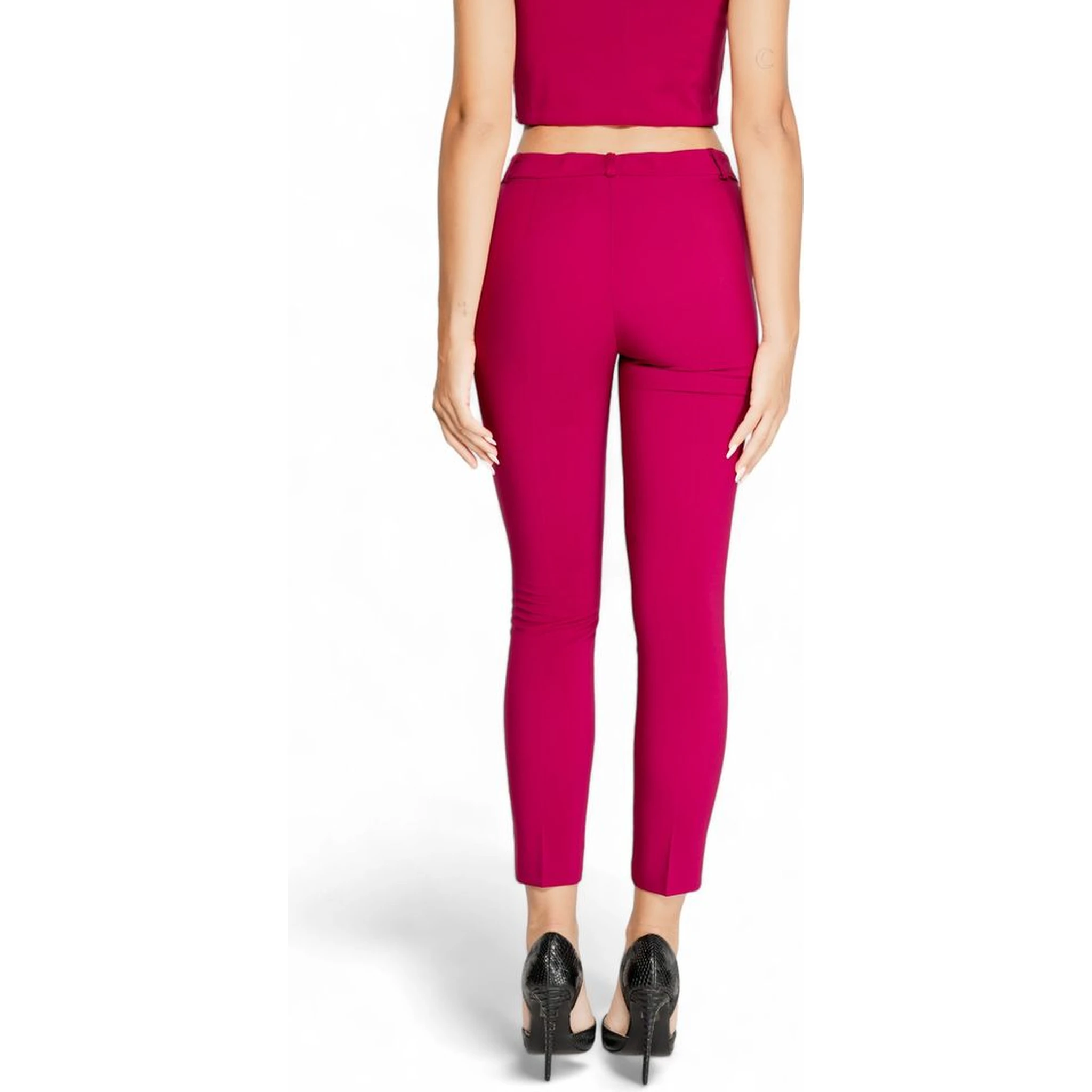 Bordeaux Polyester Casual Pants