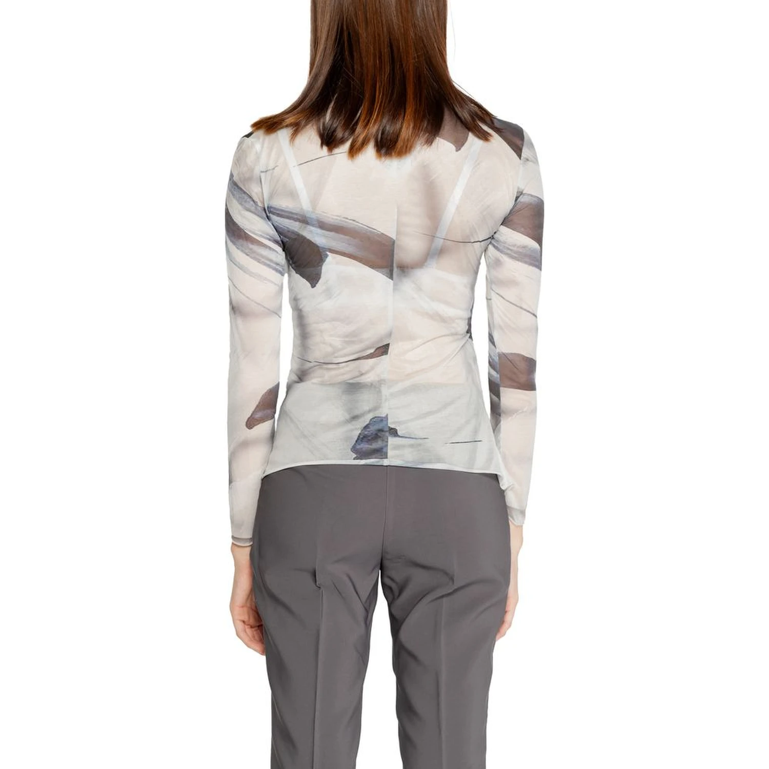 Gray Polyester Long Sleeve T-Shirt
