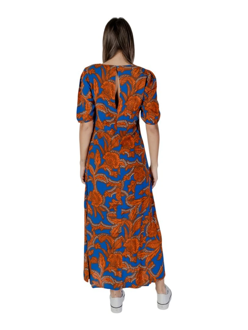 Blue Viscose Long Dress