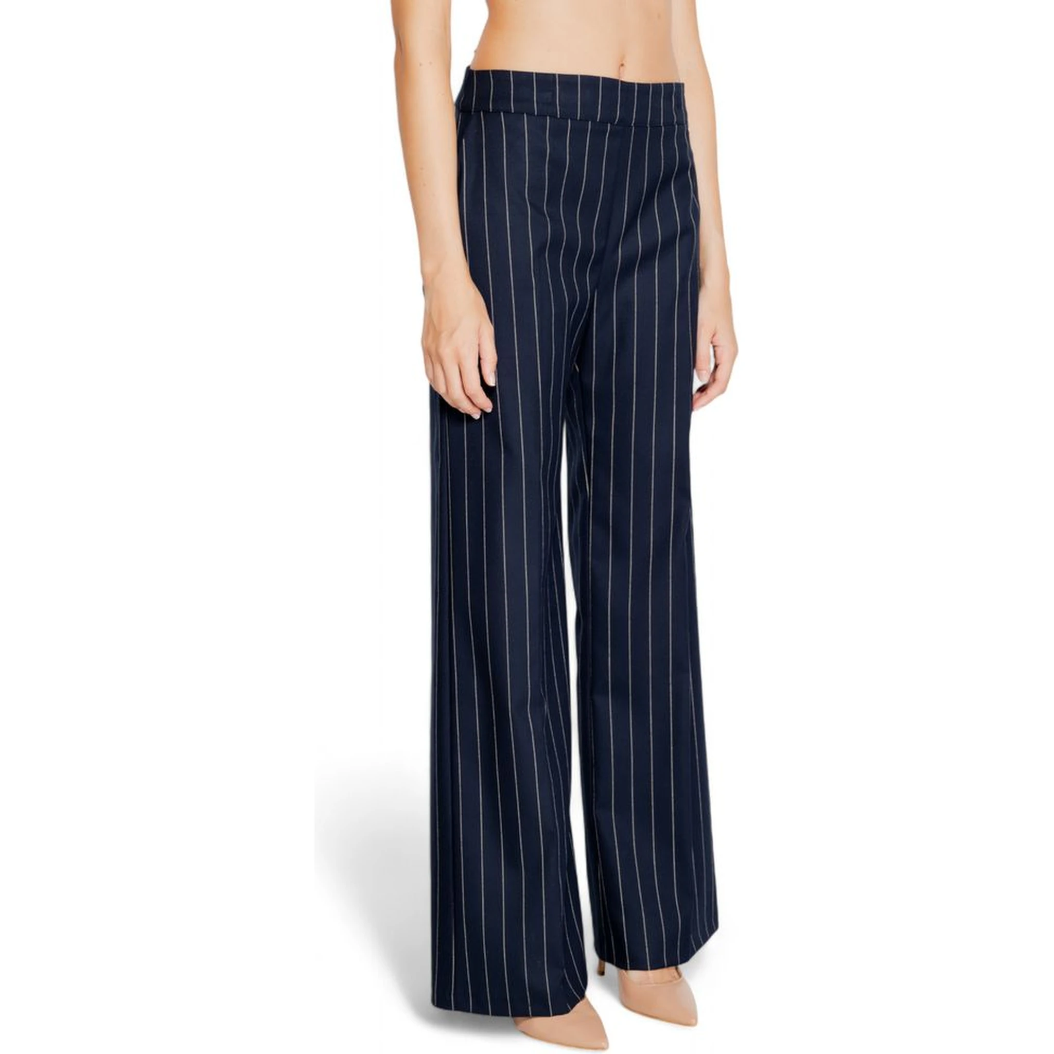 Blue Polyester Dress Pants