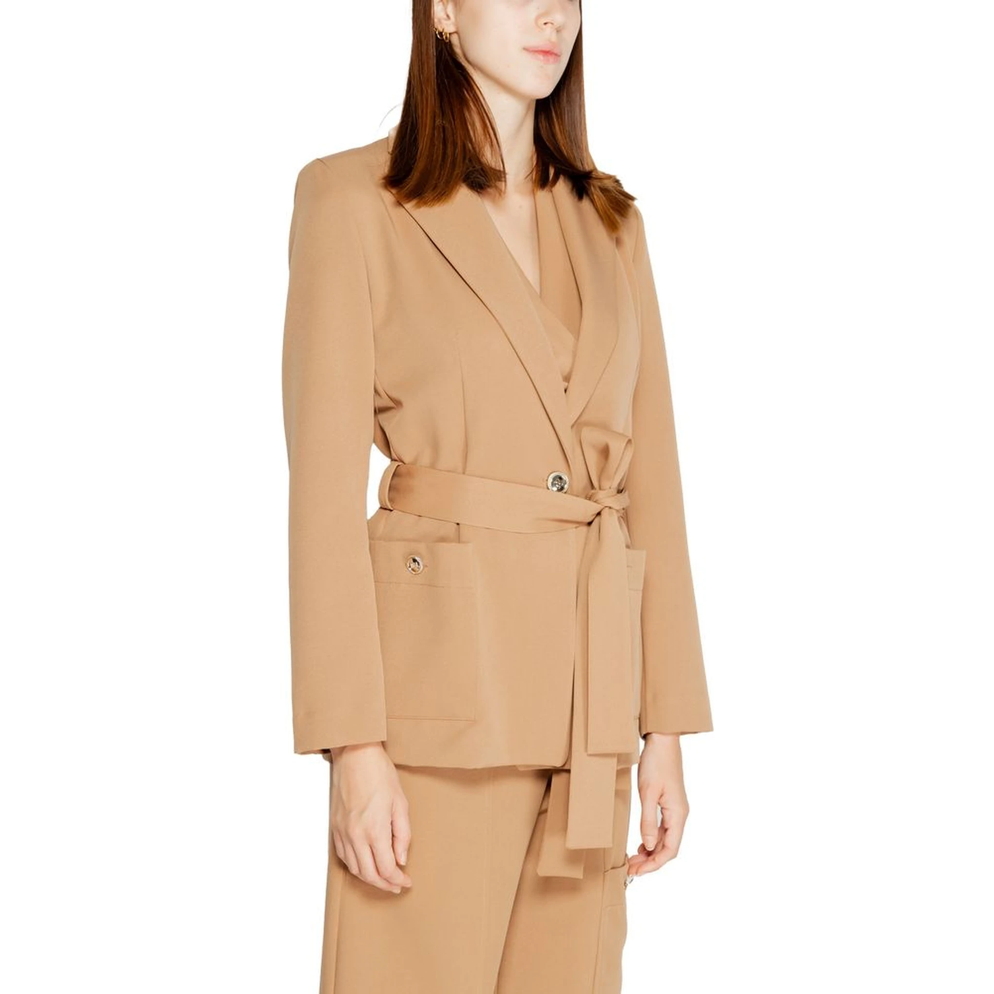 Beige Polyester Blazer