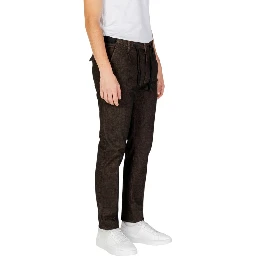Brown Cotton Casual Pants