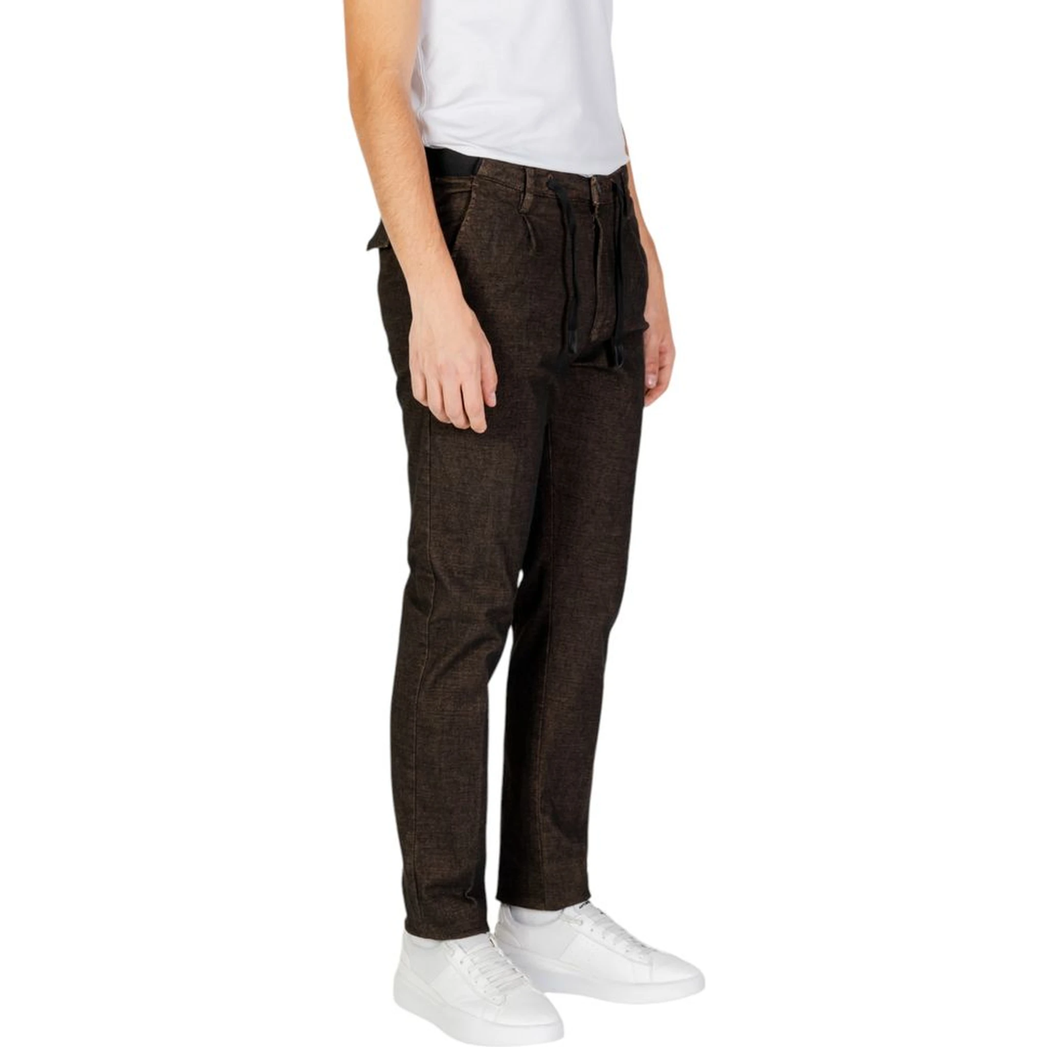 Brown Cotton Casual Pants