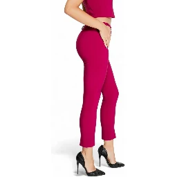 Bordeaux Polyester Casual Pants