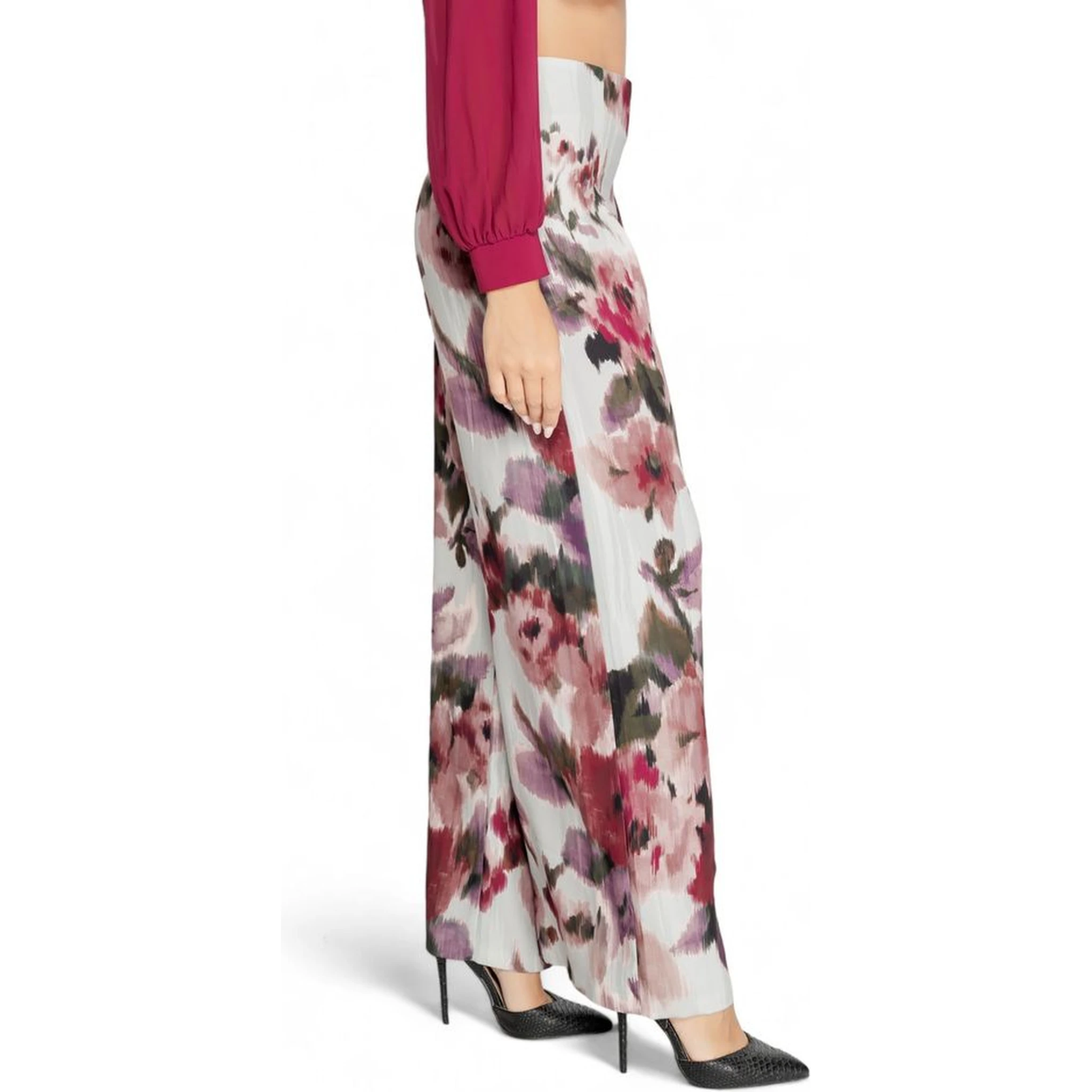 Bordeaux Polyester Casual Pants