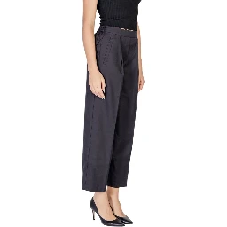 Black Polyester Casual Pants